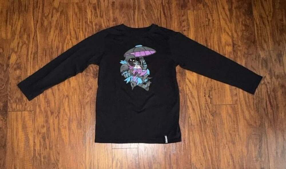 Fortnite Raven Graphic Long Sleeve T-Shirt Size L Black